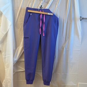 Figs Purple Jogger Pants with Pink Drawstring